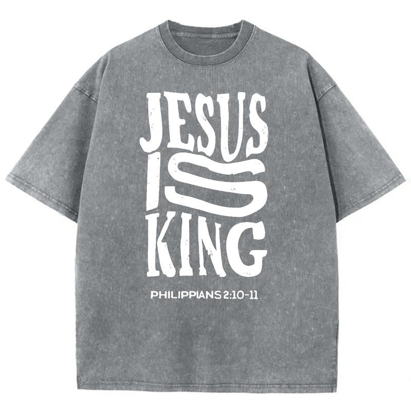 Jesus Is King Unisex Washed T-Shirt, Christian t shirts, Christian Jesus  t shirts, Vintage 90s Graphic Tee Gift Cotton...