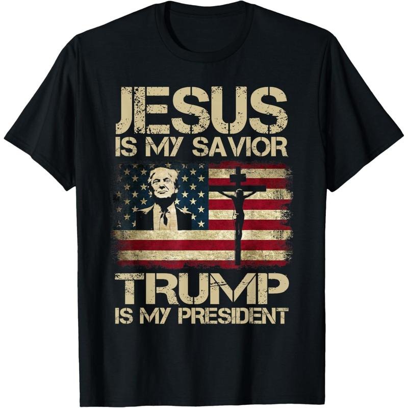 Jesus Is My Savior Trump Is My President Trump 2024 USA Flag T-Shirt made in usa Hoodie, Sweatshirt | DripVista.com