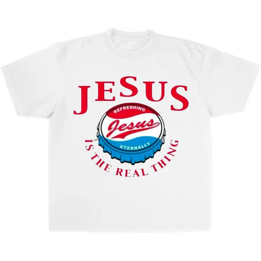 Jesus Is Refreshing, Vintage Graphic Tee, Jesus Tshirt, Unisex Cotton Crewneck T-Shirt - Medium, Short Sleeve, Casual Streetwear Printed Tee