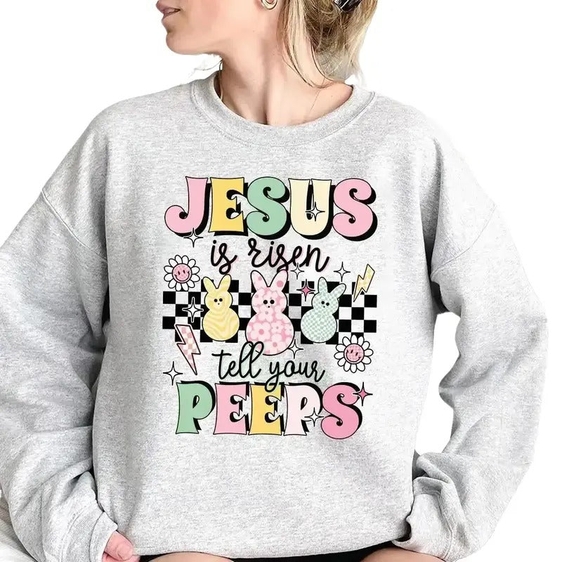 Jesus Is Risen Tell Your Peeps Shirt, Easter Christian Kids Shirt, Jesus Easter Shirt, He is Risen Shirt, Religious...
