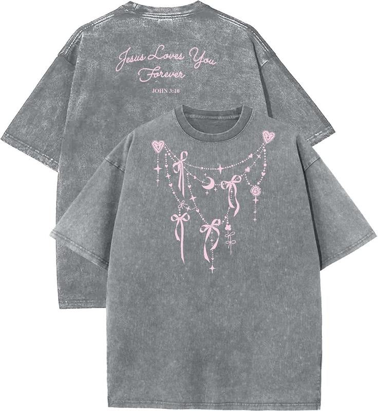 Jesus Love You Forever Unisex Washed T-Shirt, Christian t shirts, Vintage 90s Graphic Tee, Gift Top Womenswear Cotton...