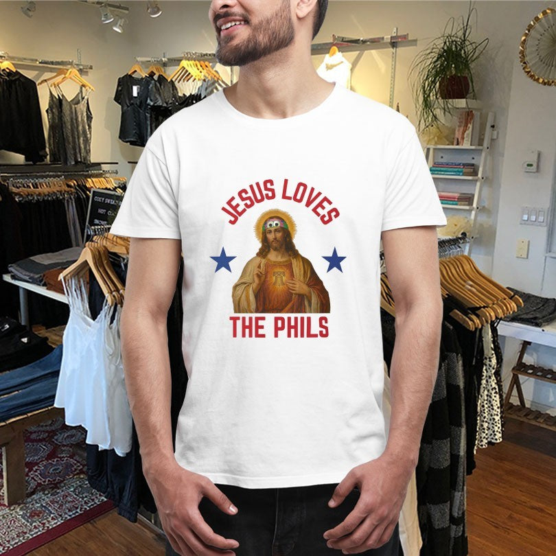 Jesus Loves The Phils Philadelphia Phillies Heart Bell T-shirts