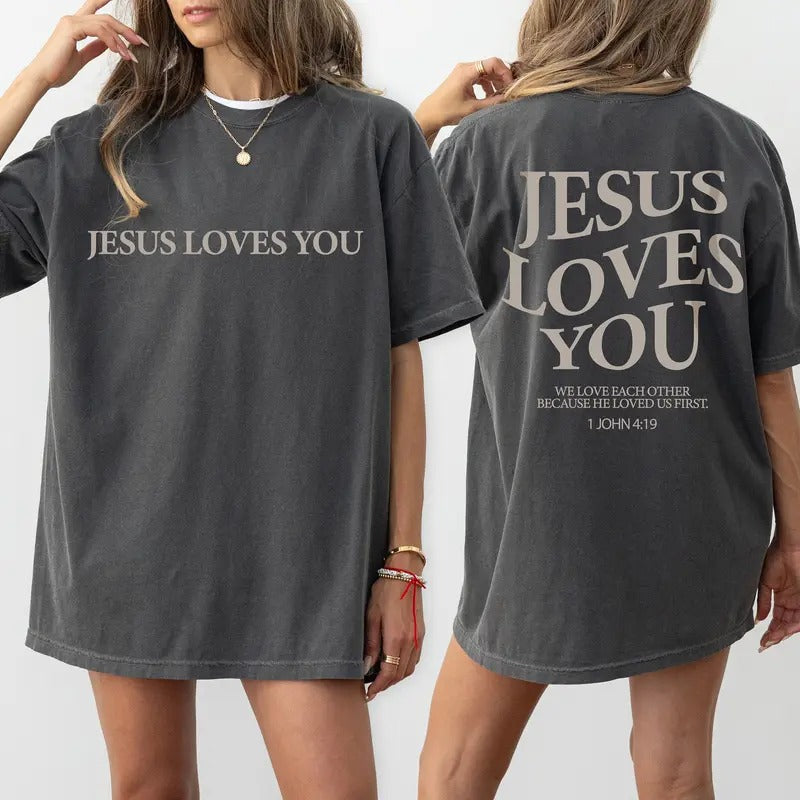 Jesus Loves You Tees, Jesus T-shirt, Christian Shirt, Aesthetic Clothes, bible Verse Shirt, Jesus Tees, Christian Merch,...