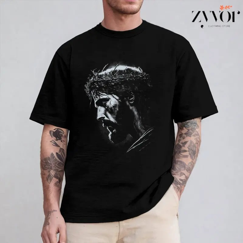 Jesus T-Shirt Casual Style Crew Neck Short Sleeve T-Shirt Tops Trendy for Unisex, Perfect Gift