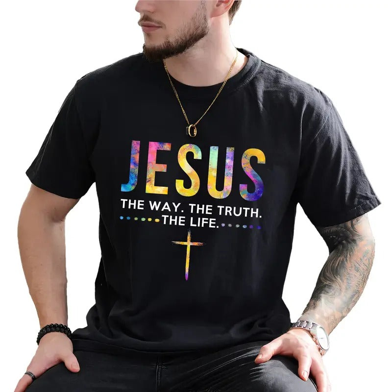 Jesus The Way The Truth The Life Graphic Tee, John 14:6 Bible Verse T-shirt, Religious  Unhinged Tee For Men, Faith...