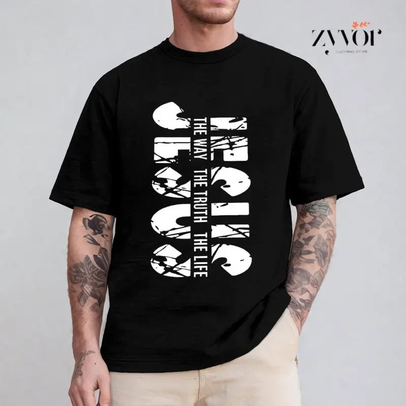 Jesus The Way The Truth The Life Tee Casual Style Crew Neck Short Sleeve T-Shirt Tops Trendy for Unisex, Perfect Gift