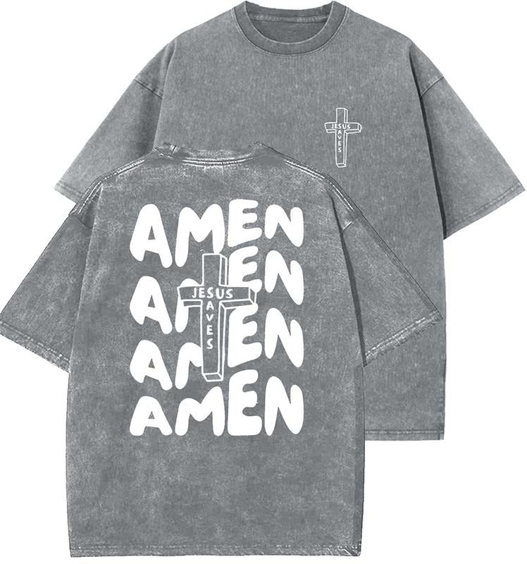 Jesus Unisex Washed T-Shirt, Christian Tshirts, Vintage 90s Graphic Tee, Gift Top Womenswear Cotton Mineral Color Hoodie,...