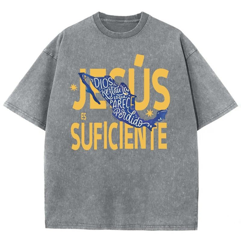 Jesus Unisex Washed T-Shirt, Christian t shirts, Vintage 90s Graphic Tee Gift Cotton Top Womenswear, Mineral color...