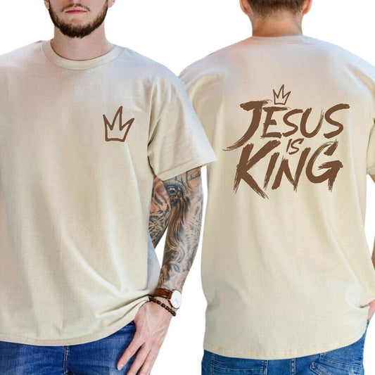 Jesus is King 2-Sided Shirt for Men and Women, Christian T-shirt, Jesus Apparel, Bible Verse Tops, Religious Tshirt, Classic Cotton Fabric Menswear
