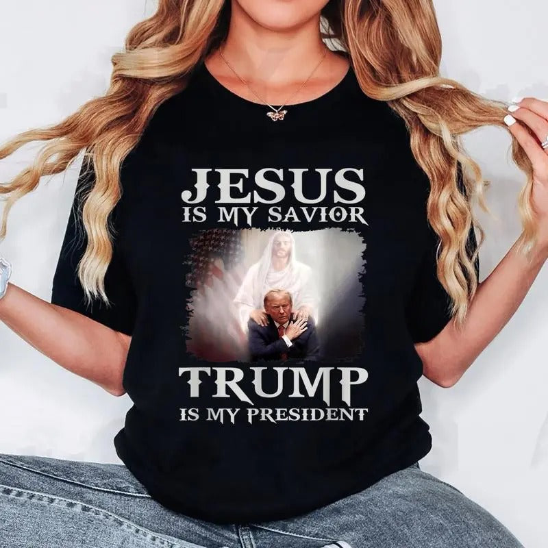 Jesus is My Savior Trump Is My President t-shirt, Funny Easter Trump Jesus Faith Tee for men and women Cotton Fit Unisex