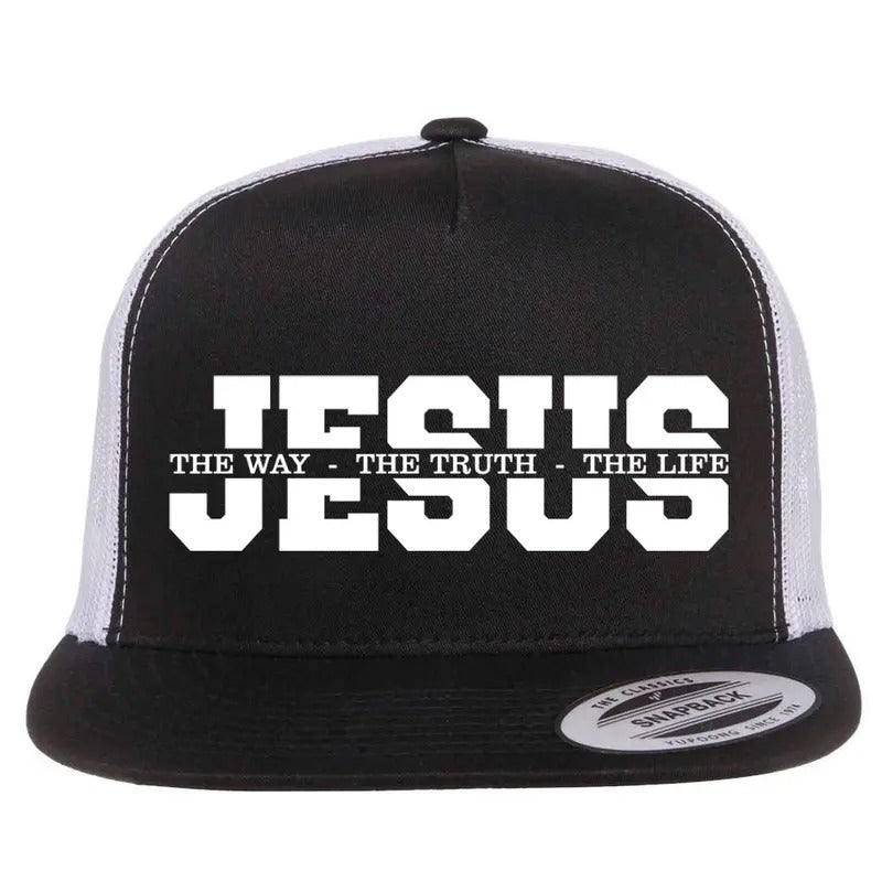 Jesus is The Way The Truth The Life Christian Catholic Bible Verse Flat Bill Snapback Trucker Hat T-Shirts, Hoodie,...