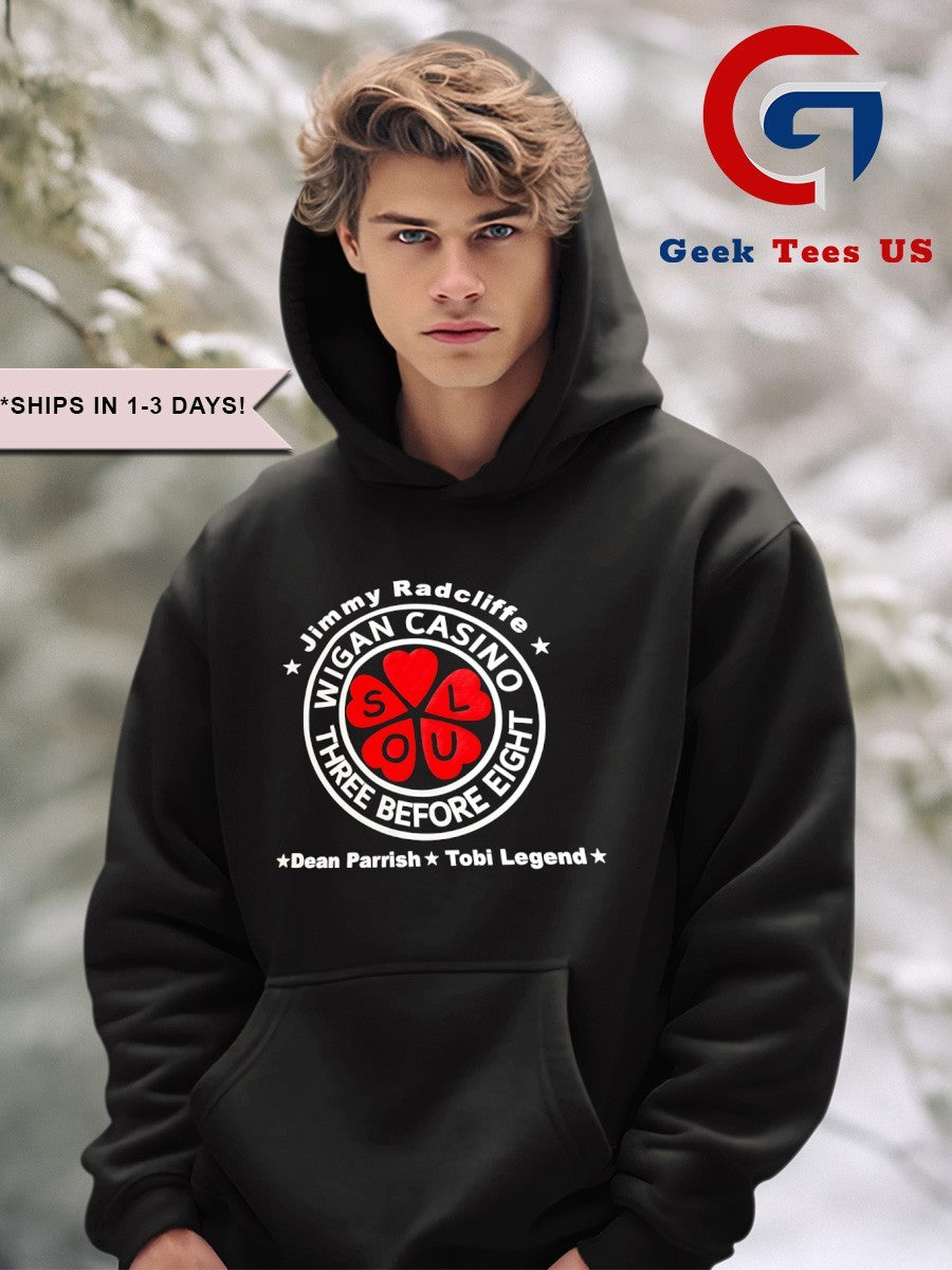 Jimmy Radcliffe Wigan Casino three before eight dean Parrish Tobi Legend shirt