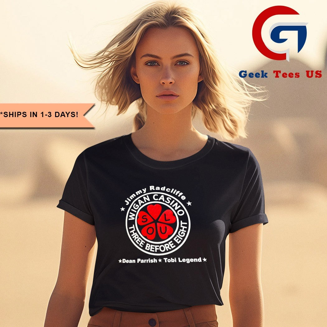 Jimmy Radcliffe Wigan Casino three before eight dean Parrish Tobi Legend shirt