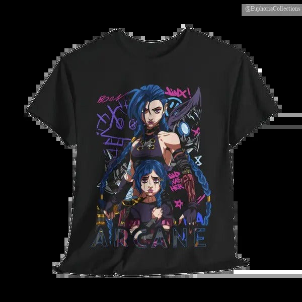 Jinx Arcane T-Shirt, Gaming Sweatshirt, LOL Shirt, Video Game Shirt , Global Trending Outfits Hoodie | DripVista.com