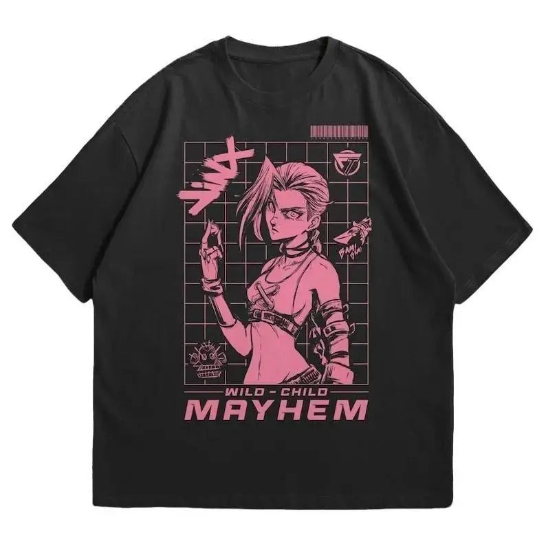 Jinx Girl Unisex Shirt, League of Legends Fan Shirt, Anime Vintage Special T-shirt Unisex, Jinx's symbol, Arcane Shirt, Arcane Jinx T-Shirt