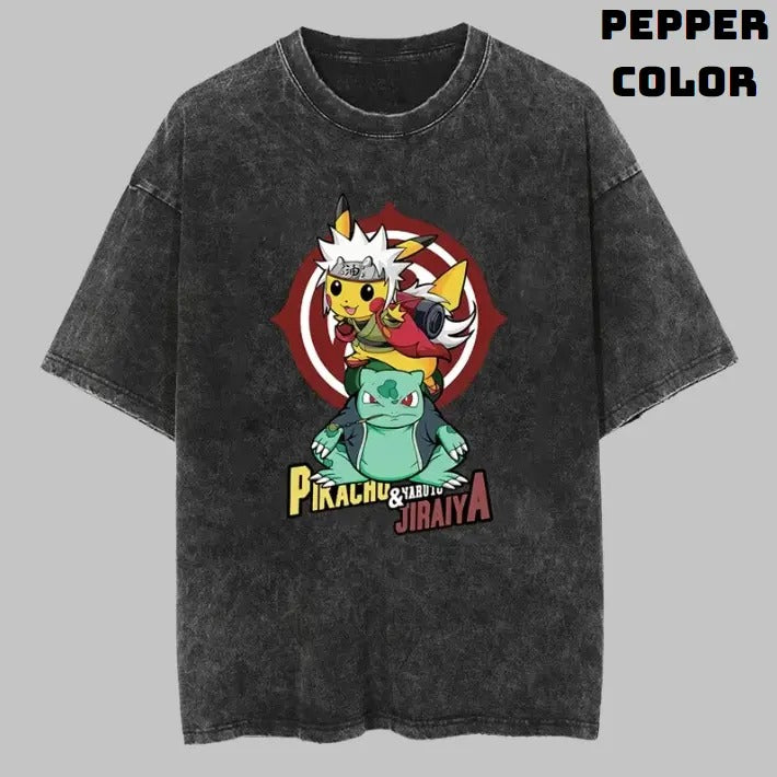 Jiriya Pikachu Vintage Graphic Tees, Pikachu T-Shirt, Naruto Shirts, Pokemon Shirts, Unisex Anime Manga Shirt Top Menswear Womenswear Streetwear