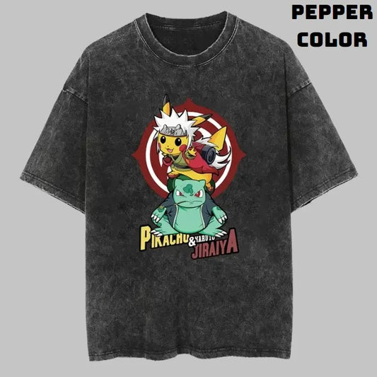 Jiriya Pikachu Vintage Graphic Tees, Pikachu T-Shirt, Naruto Shirts, Pokemon Shirts, Unisex Anime Manga Shirt Top Menswear Womenswear Streetwear