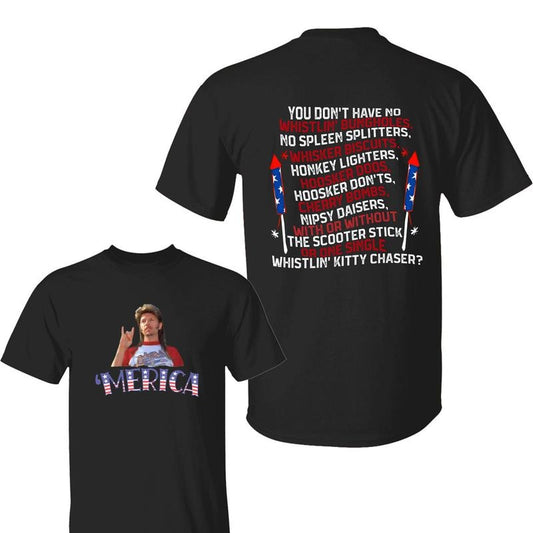 Joe Dirt 4th of July Merica Shirt, Trendy Cotton Apparel, Funny 2-Sided Merica Tee, Full-Color Casual Menswear Top, Perfect Gift, For Men, For Women