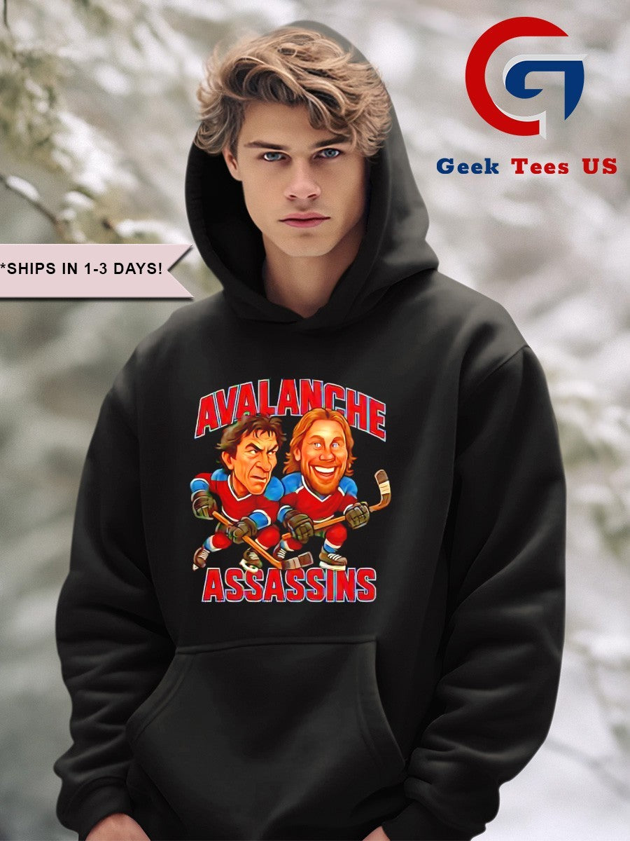 Joe Sakic and Peter Forsberg Avalanche Assassins Hockey caricatures shirt