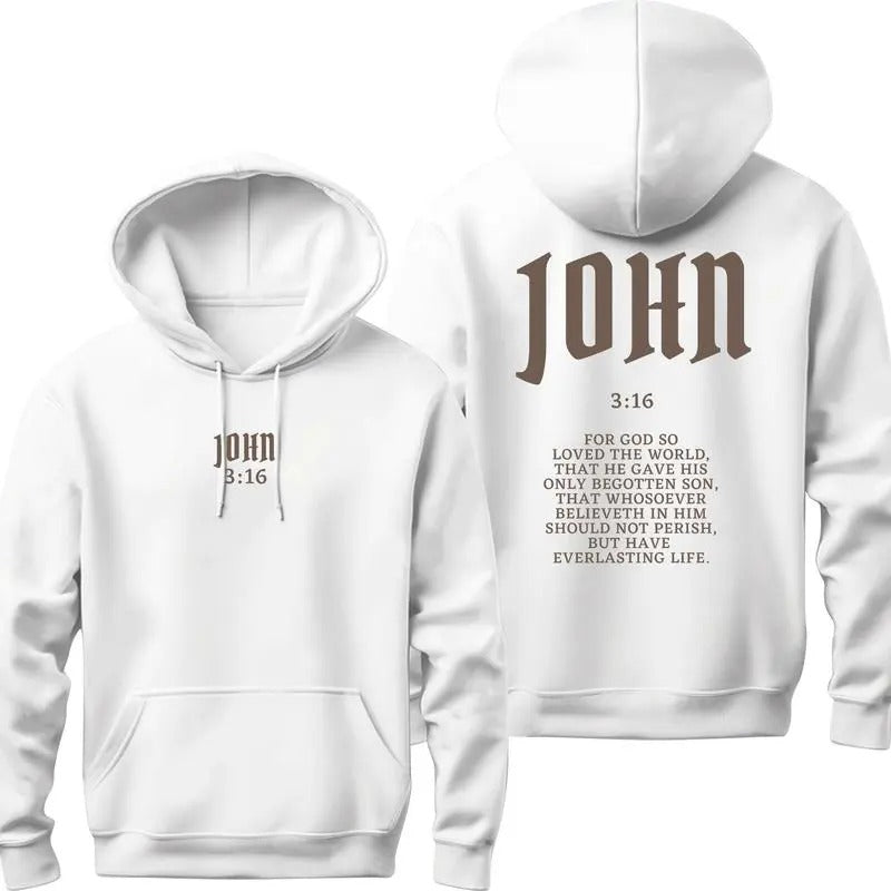 John 3 16 Christian Hoodie Bible Verse Hoodie Christian Merch Men's Christian Streetwear Jesus Hoodie Christian...