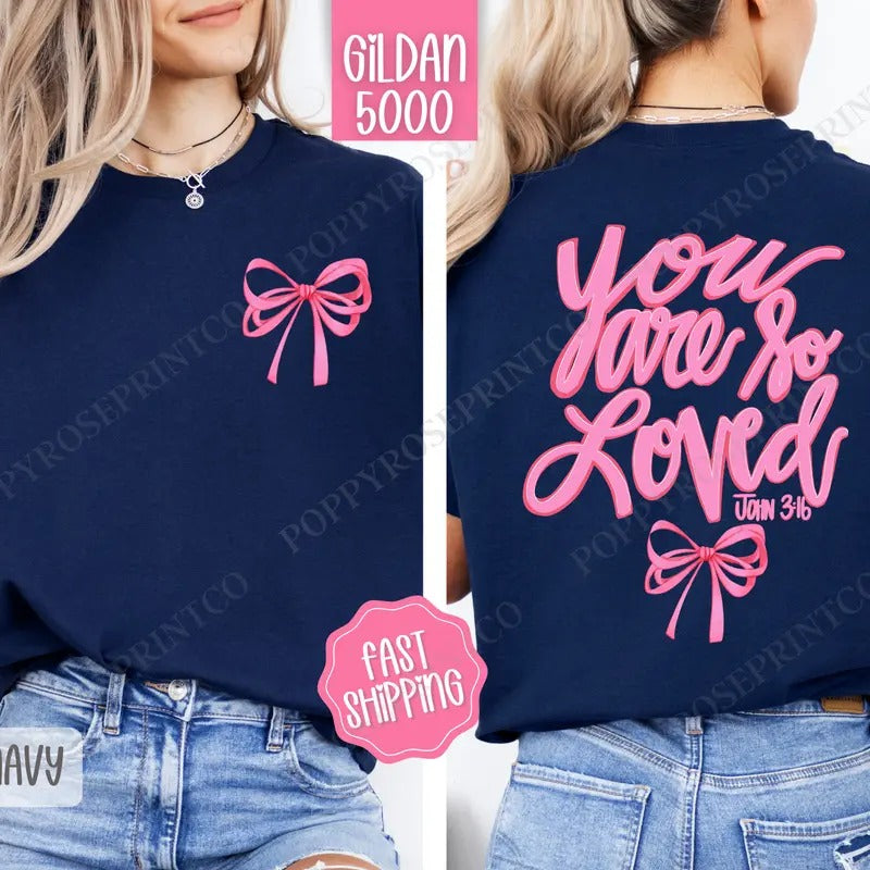 John 3:16 Gildan, Coquette Bow Women's Tee, Religious Women's Tshirt Plus Size Christian Shirt Hoodie, Sweatshirt