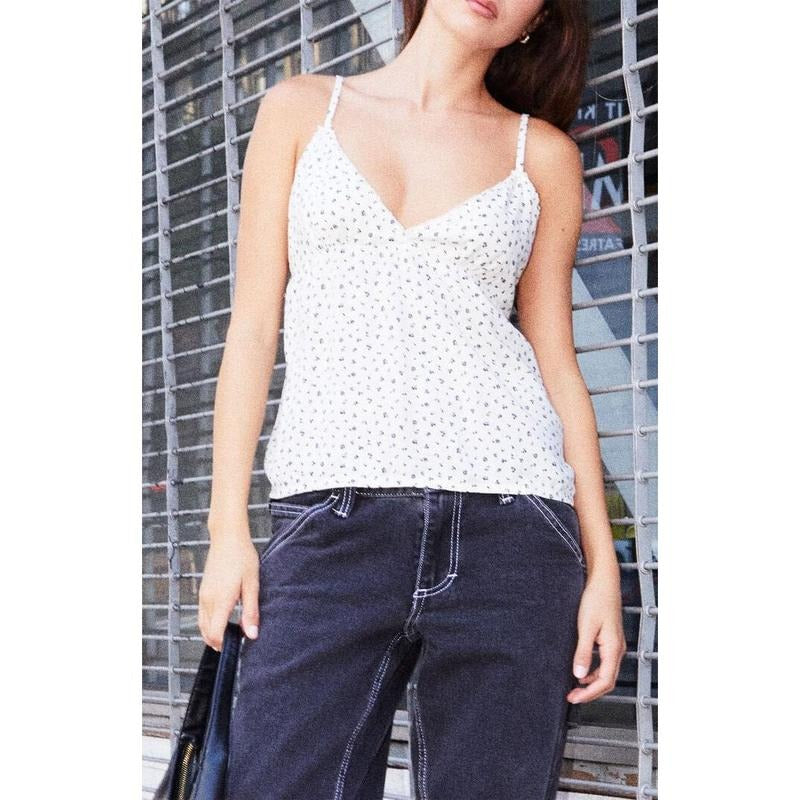 John Galt Women's Black & White Edith Floral Tank Top T-Shirts, Hoodie, Sweatshirt | DripVista.com