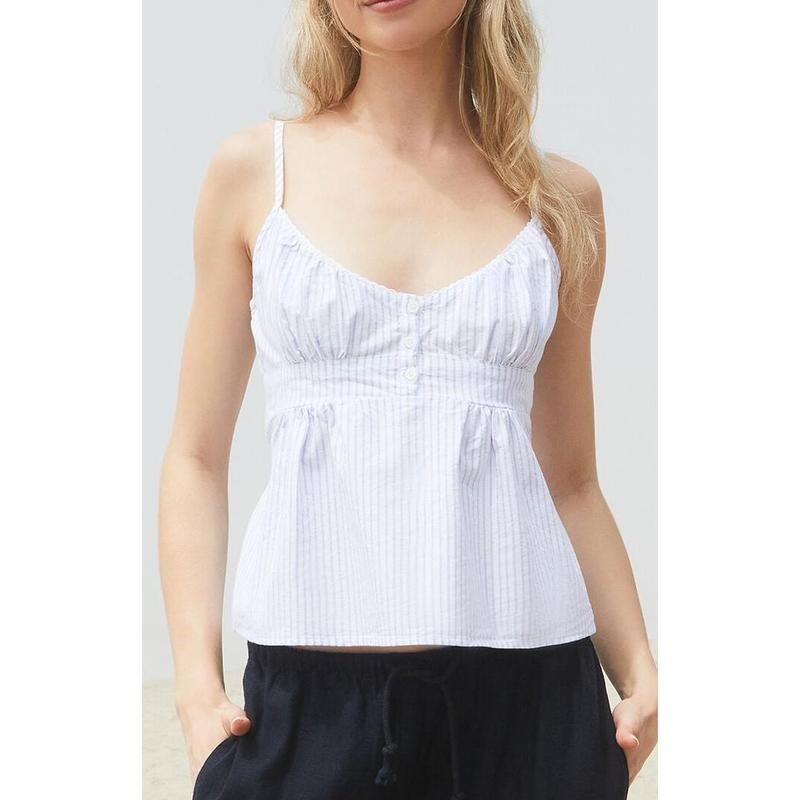 John Galt Women's Blue & White Striped Tiffany Tank Top T-Shirts, Hoodie, Sweatshirt | DripVista.com