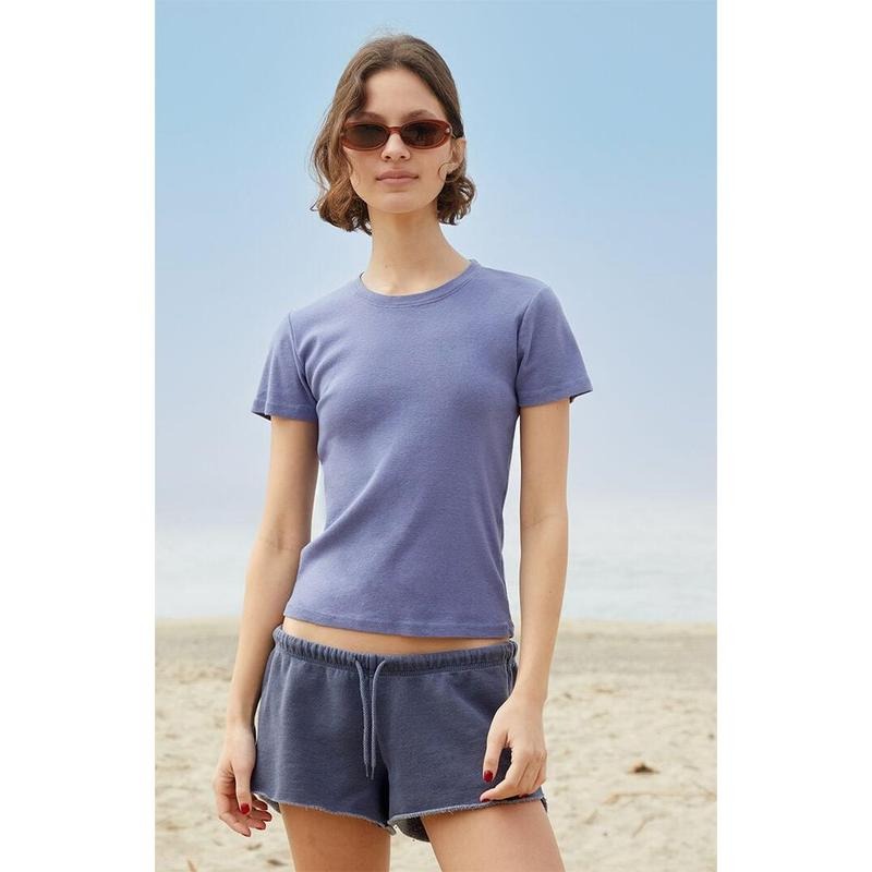 John Galt Women's Blue Loreen Short Sleeve Top T-Shirts, Hoodie, Sweatshirt | DripVista.com