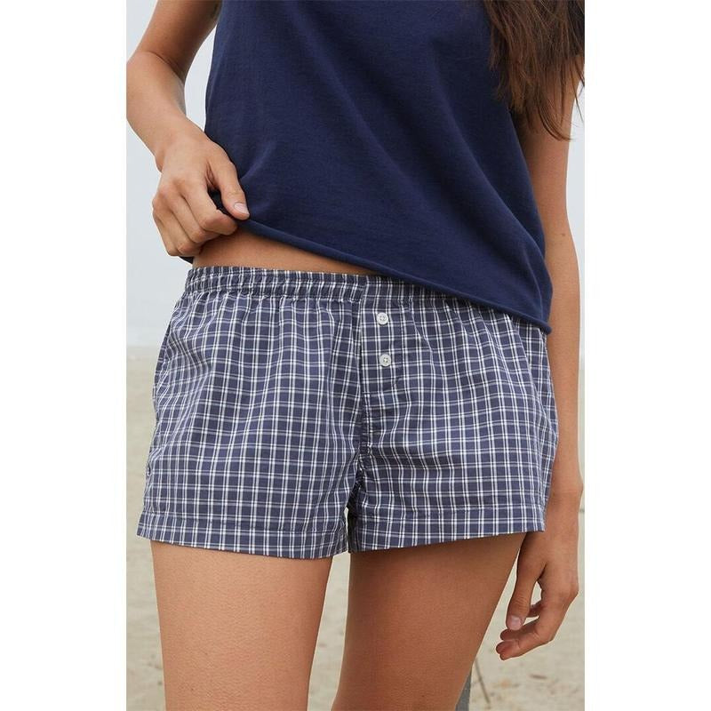 John Galt Women's Blue Plaid Keira Pajama Boxer Shortsstyle{n002}2 T-Shirts, Hoodie, Sweatshirt | DripVista.com