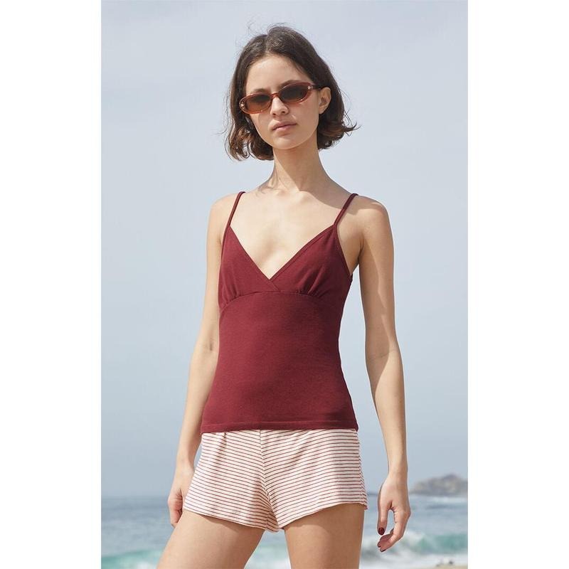 John Galt Women's Burgundy Overlap Tank Top T-Shirts, Hoodie, Sweatshirt | DripVista.com