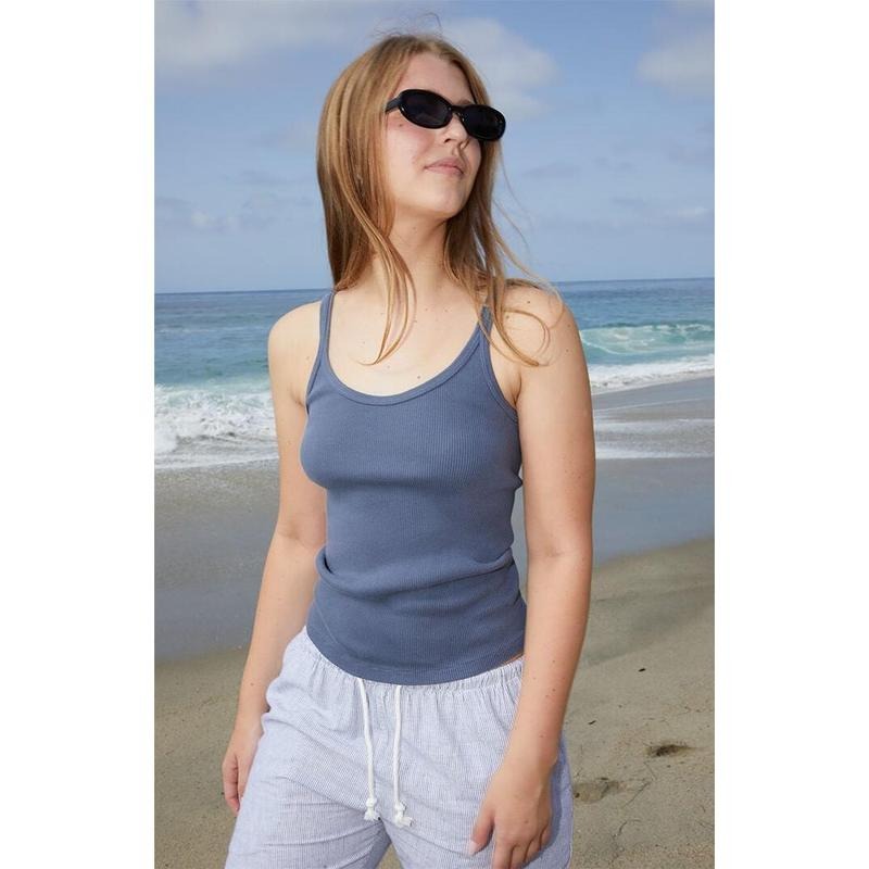 John Galt Women's Dark Blue Beyonca Long Tank Top