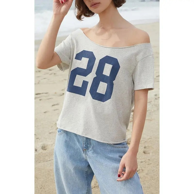 John Galt Women's Gray 28 Robyn Off-The-Shoulder Top - Multicolor T-Shirts, Hoodie, Sweatshirt | DripVista.com