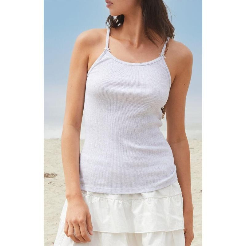 John Galt Women's Gray Belle Bow Tank Top T-Shirts, Hoodie, Sweatshirt | DripVista.com