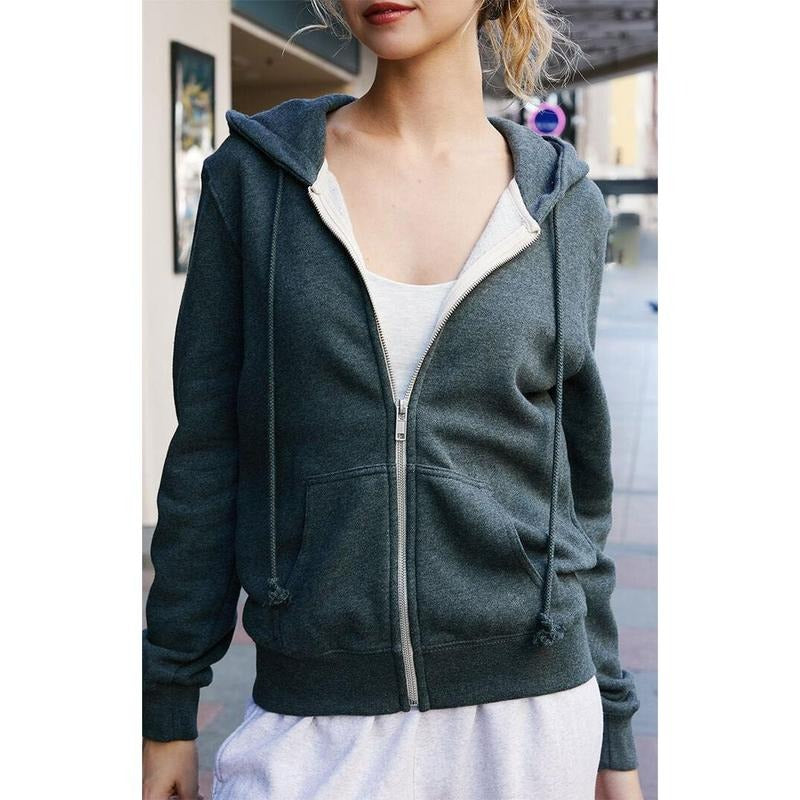 John Galt Women's Gray Full Zip Hoodie T-Shirts, Sweatshirt | DripVista.com