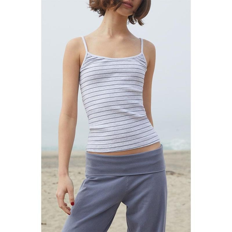 John Galt Women's Grey & Navy Skylar Striped Tank Top T-Shirts, Hoodie, Sweatshirt | DripVista.com