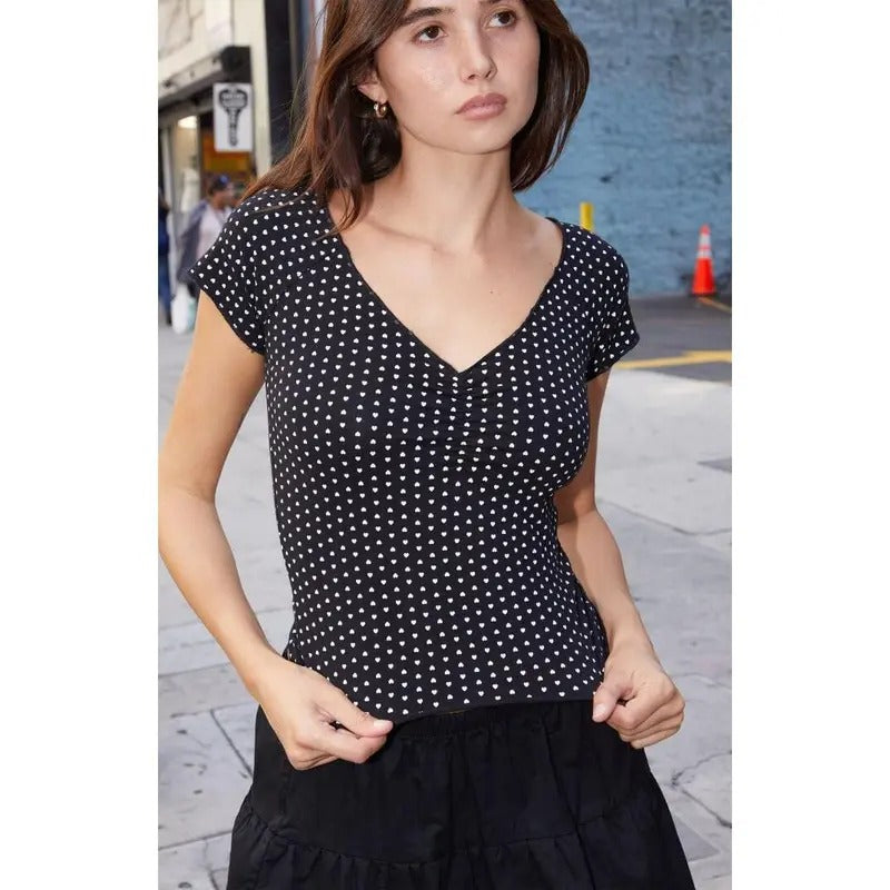 John Galt Women's Heart V-Neck Top T-Shirts, Hoodie, Sweatshirt | DripVista.com