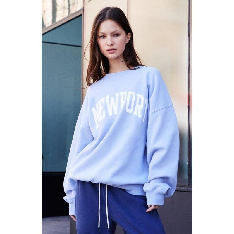 John Galt Women's Light Blue Erica Newport Crew Neck Sweatshirt T-Shirts, Hoodie | DripVista.com