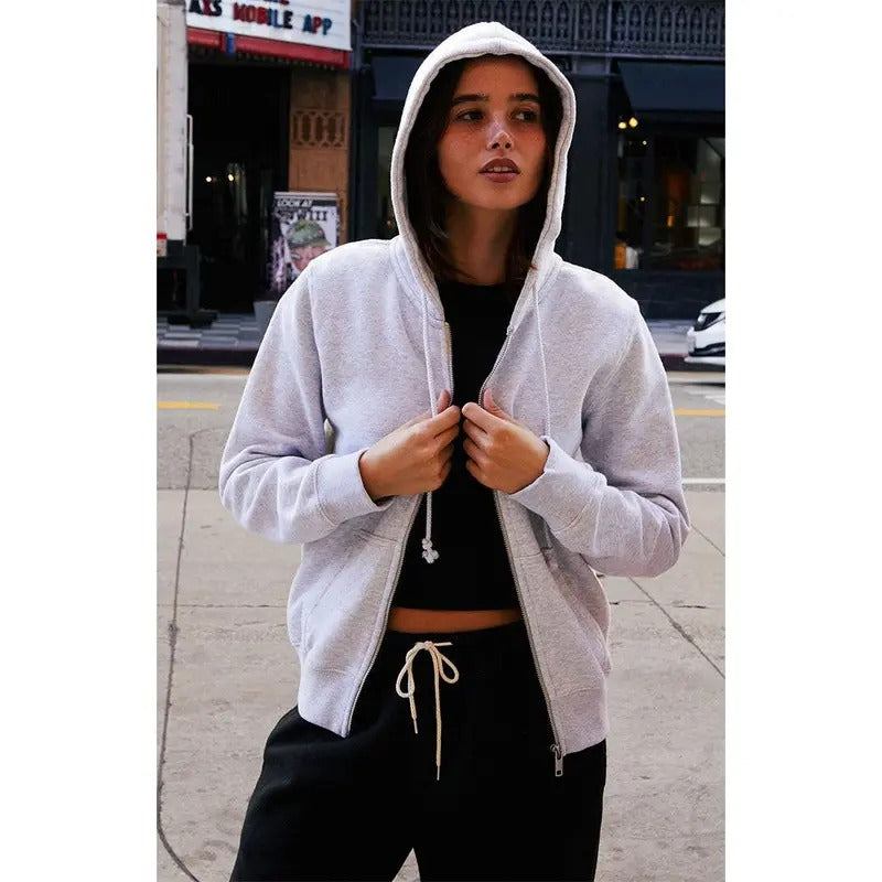 John Galt Women's Light Gray Full Zip Hoodie T-Shirts, Sweatshirt | DripVista.com