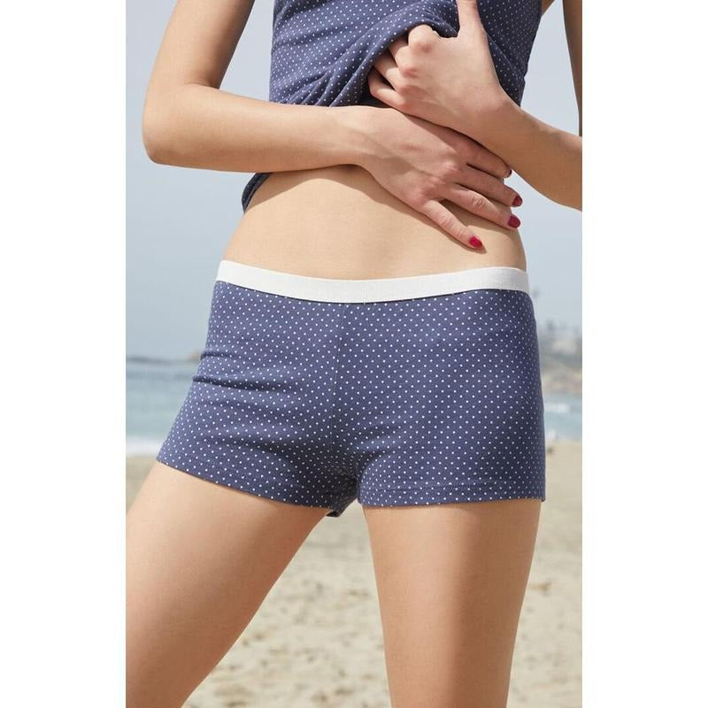 John Galt Women's Navy & White Polka Dot Boyshorts T-Shirts, Hoodie, Sweatshirt | DripVista.com