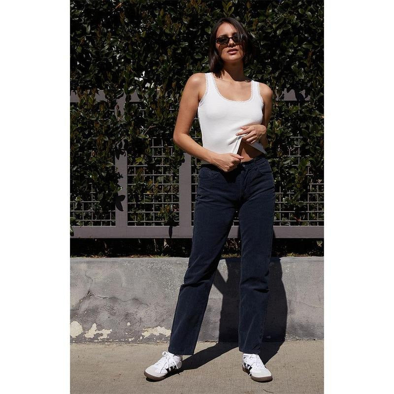 John Galt Women's Navy Corduroy Straight Leg Pants T-Shirts, Hoodie, Sweatshirt | DripVista.com