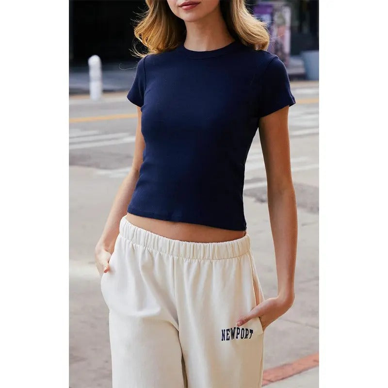 John Galt Women's Navy Hailie Basic T-Shirt Hoodie, Sweatshirt | DripVista.com