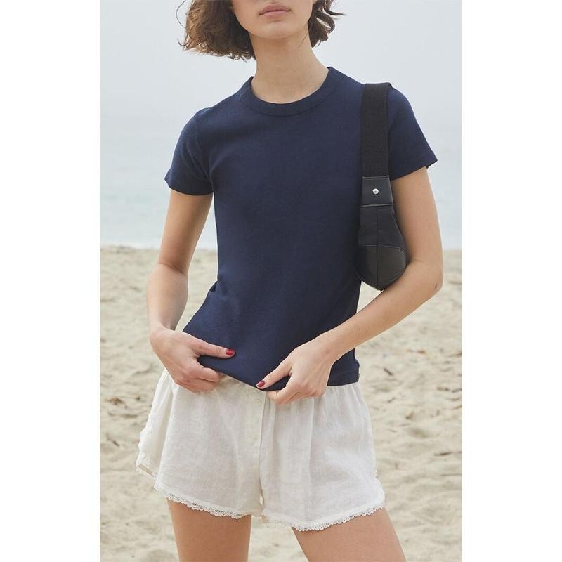 John Galt Women's Navy Hailie T-Shirt Hoodie, Sweatshirt | DripVista.com