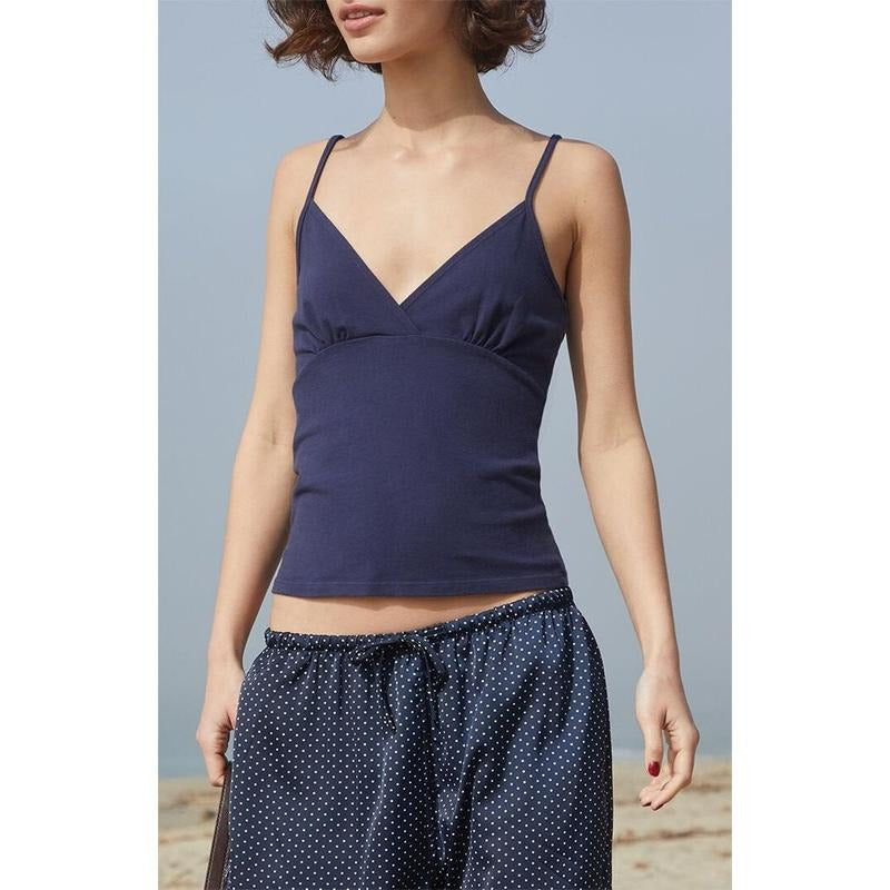 John Galt Women's Navy Overlap Tank Top T-Shirts, Hoodie, Sweatshirt | DripVista.com
