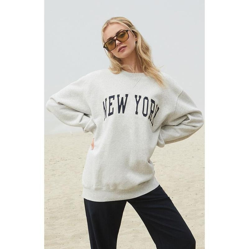 John Galt Women's New York Embroidered Erica Crew Neck Sweatshirt T-Shirts, Hoodie | DripVista.com