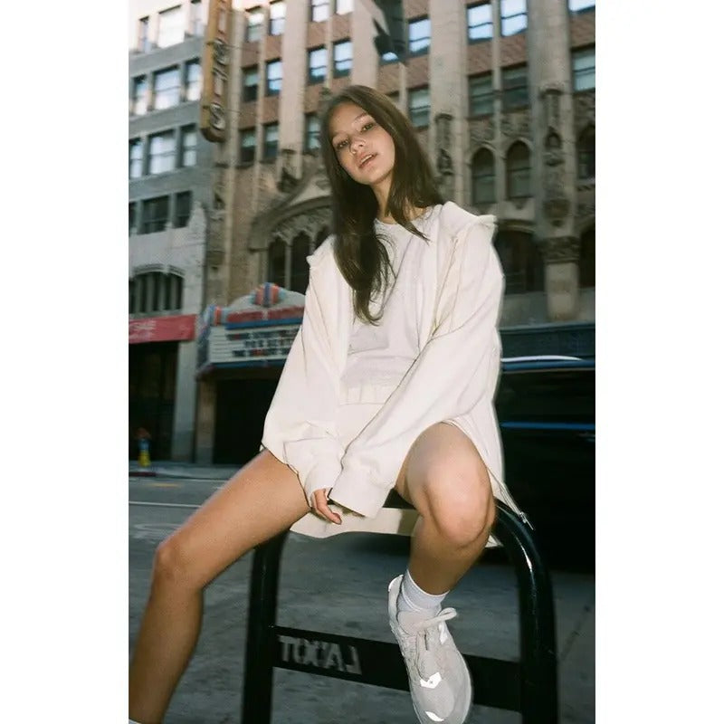 John Galt Women's Off White Full Zip Hoodie T-Shirts, Sweatshirt | DripVista.com