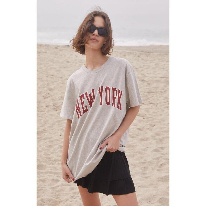 John Galt Women's Penelope Red New York Oversized T-Shirt - Multicolor Hoodie, Sweatshirt | DripVista.com