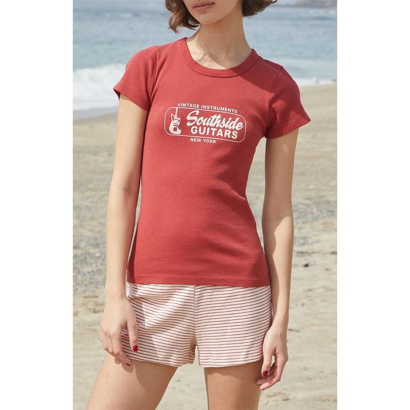 John Galt Women's Red Southside Guitars T-Shirt - Multicolor Hoodie, Sweatshirt | DripVista.com