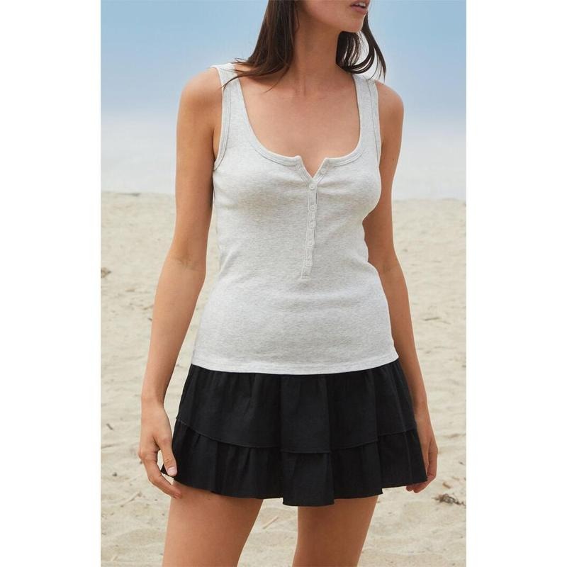 John Galt Women's Silver Beyonca Buttoned Tank Top T-Shirts, Hoodie, Sweatshirt | DripVista.com