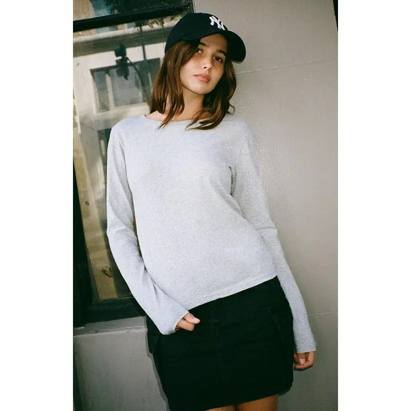John Galt Women's Silver Leah Long Sleeve Top T-Shirts, Hoodie, Sweatshirt | DripVista.com