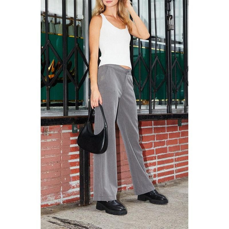 John Galt Women's Silver Pinstripe Low Rise Straight Leg Trousers T-Shirts, Hoodie, Sweatshirt | DripVista.com